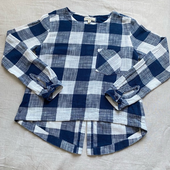 Anthropologie Tops - Anthropologie Linen Cloth & Stone Buffalo Plaid Top
